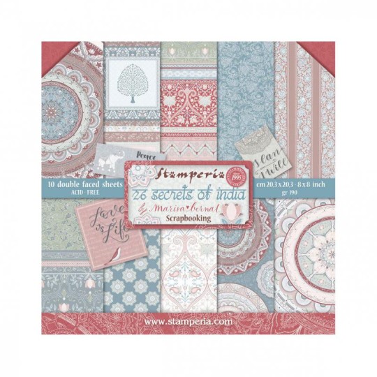 Papier scrapbooking assortiment Stamperia 10f recto verso 20x20 Lady Vagabond