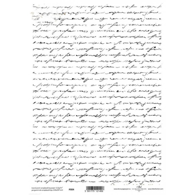 Papier scrapbooking sur papier calque A4 calligraphie