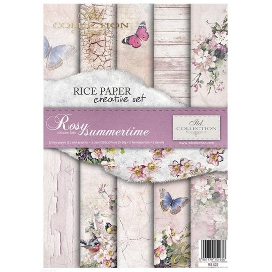 Kit créatif 13 papier de riz + 2 pochoirs + 5 foil // 