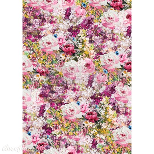 Papier de riz Redesign 41x29cm Fuchsia meadow