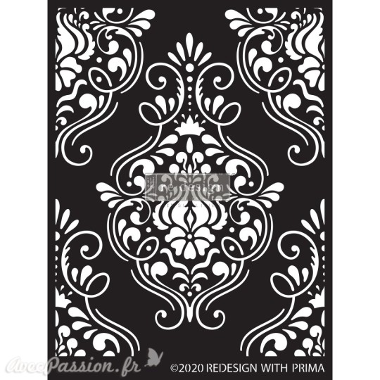 Pochoir décoratif Redesign Flourish Emblem - 9"x13.5", 0.8mm