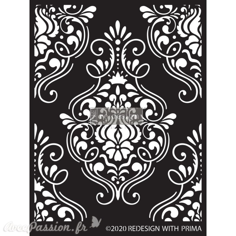 Pochoir décoratif Redesign Flourish Emblem - 9"x13.5", 0.8mm