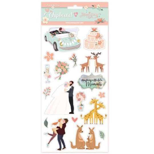 Chipboard achésif en carton Love Story