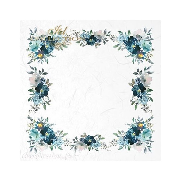 Set de 6 Papiers de riz fleurs bleues assortiment 15x15cm