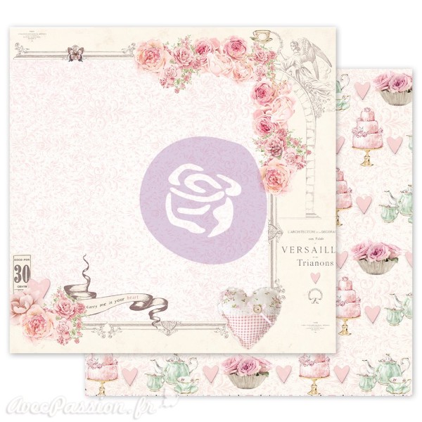 Papier scrapbooking Prima with love carry me in your heart avec dorure