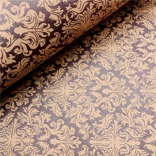 Papier népalais lokta lamaLi damask nude sur prune