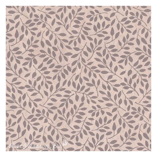 Papier népalais lokta lamaLi Saule feuilles taupe sur rosé