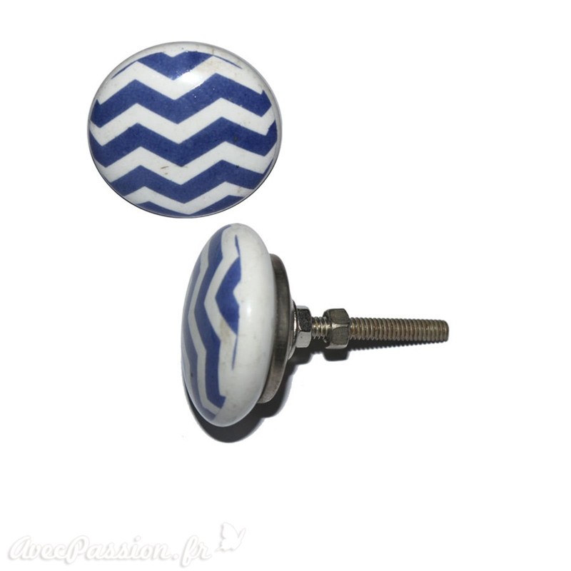 Bouton Céramique Ceraselle - Rayure Blanc Et Noir - Neuf Avec Étiquette - EAN 3700982251717