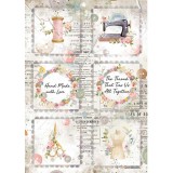 Papier de riz Stamperia A4 Romantic Threads mini cartes