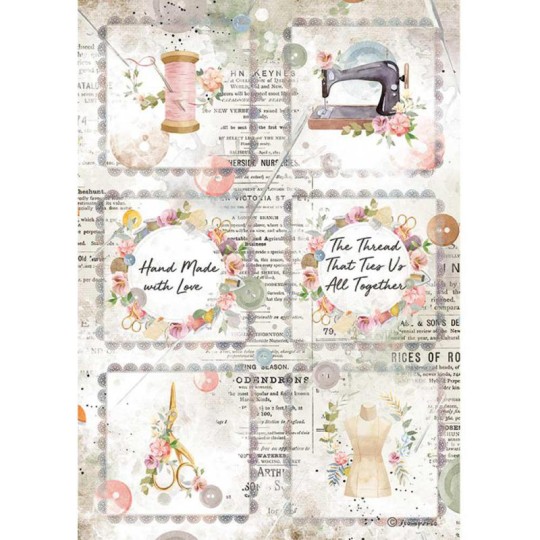 Papier de riz Stamperia A4 Romantic Threads mini cartes
