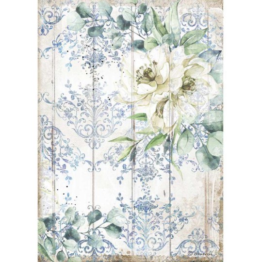 Papier de riz Stamperia A4 Romantic Sea Dream fleur blanche