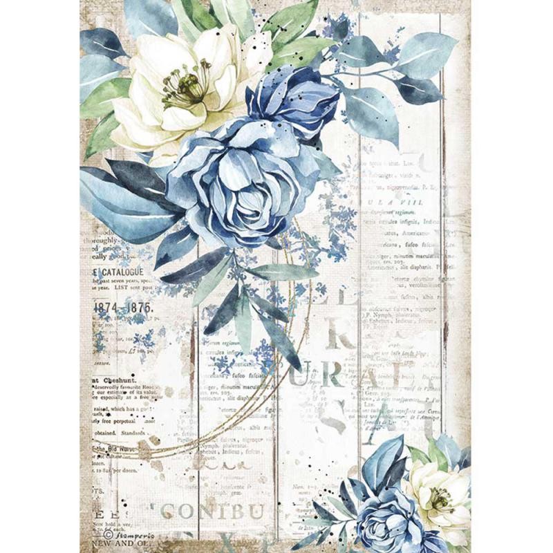 Papier de riz Stamperia A4 Romantic Sea Dream fleur bleue