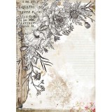 Papier de riz Stamperia A4 Romantic Journal fleur stylisée