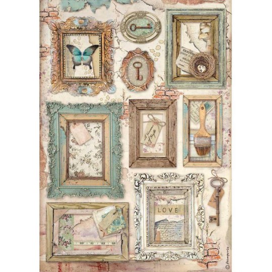 Papier de riz Stamperia A4 Atelier cadres