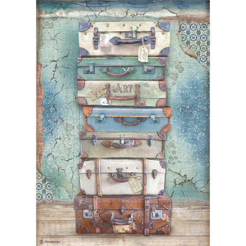 Papier de riz Stamperia A4 Atelier bagages