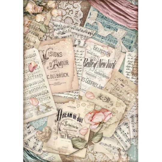 Papier de riz Stamperia A4 Passion vision d'amour