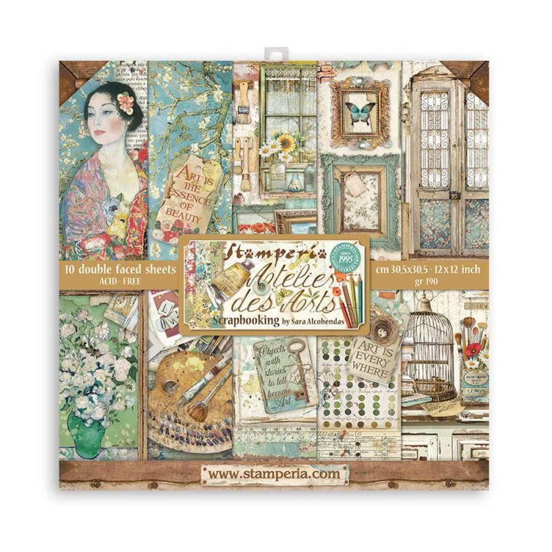 Papier scrapbooking Atelier des Arts Stamperia 10f 30x30 assortiment