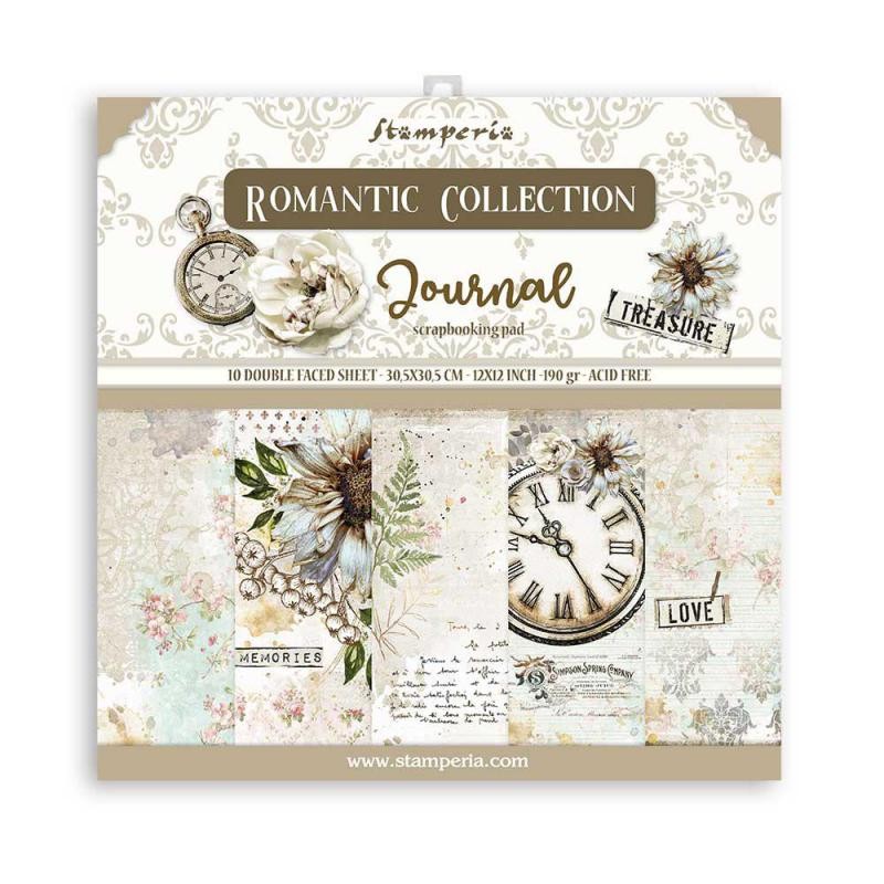Papier scrapbooking Romantic Journal Stamperia 10f 30x30 assortiment