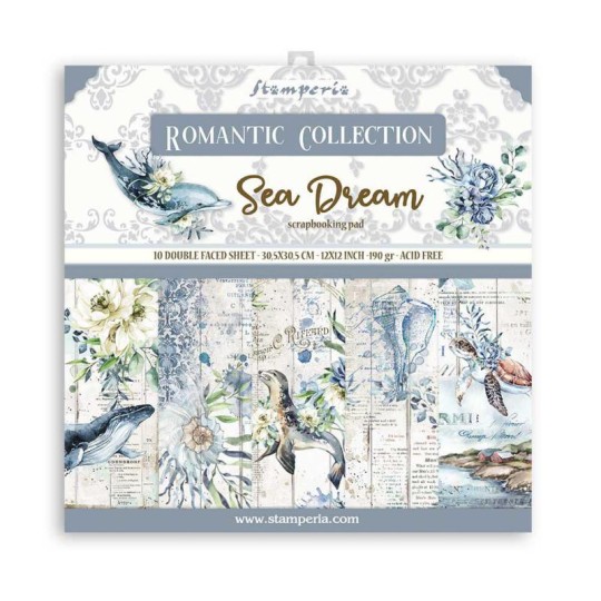 Papier scrapbooking assortiment Stamperia Romantic Sea Dream 10f 30x30