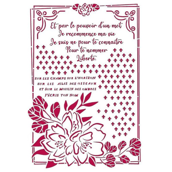 Pochoir décoratif fin Stamperia 21x30cm Romantic Journal fleur avec cadre