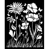 Pochoir décoratif Atelier coquelicot et fleur Stamperia 20x25cm