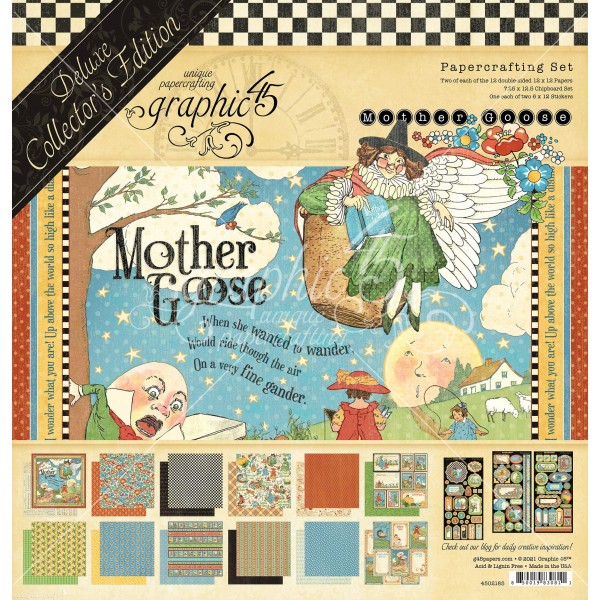 Papier scrapbooking assortiment Graphic 45 Mother Goose Deluxe Collector's Edition 16fe 30x30