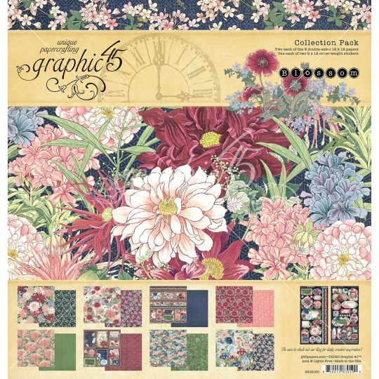 Papier scrapbooking assortiment Graphic 45 Blossom Collection Pack 16fe 30x30