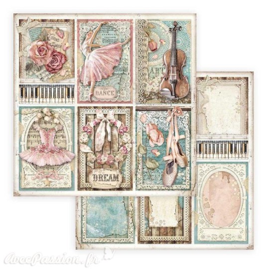 Papier scrapbooking Passion cartes Stamperia 30x30 réversible