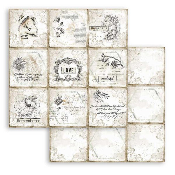 Feuille scrapbooking Stamperia Romantic Journal cartes 30x30 réversible
