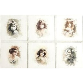 Set de 6 Papiers de riz fillette vintage II assortiment 15x15cm