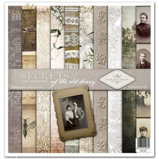 Papier scrapbooking Secrets assortiment 1 tag + 10 feuilles 30x30