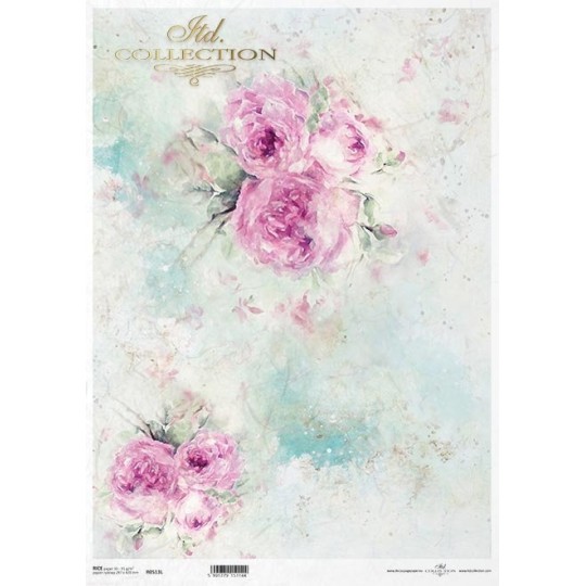 Papier de Riz Roses et Partitions R1168 - Ateliergrisceleste