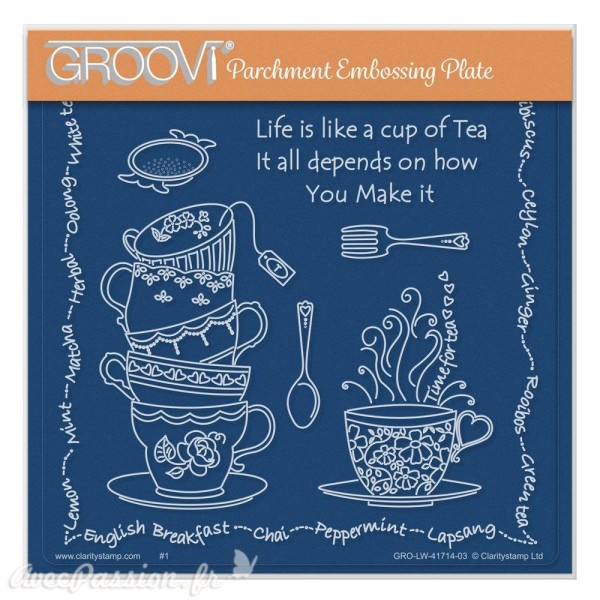 Groovi gabarit parchemin Linda Williams' Life is a Cup of Tea 15x15cm