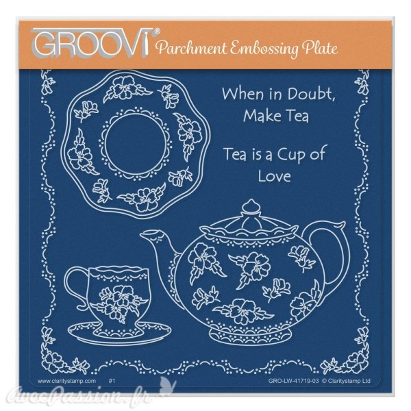 Groovi gabarit parchemin Linda Williams' When in Doubt Make Tea 15x15cm