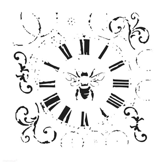 Pochoir plastique Bee On Time 15x15cm Pochoir plastique Bee On Time 15x15cm