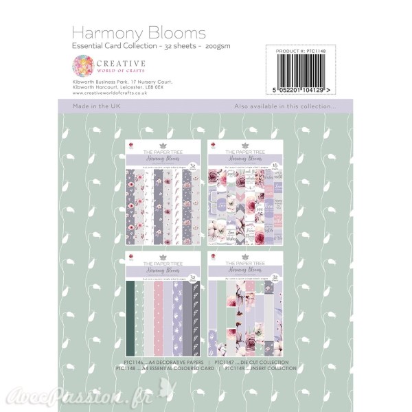 Papier scrapbooking Paper Boutique A4 Harmony Blooms essentiel cards collection 32fe