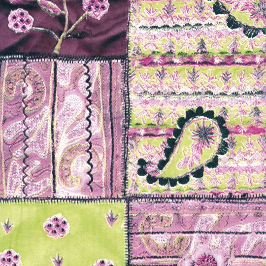 Feuilles décopatch patchwork violet et vert pastel Feuilles décopatch patchwork violet et vert pastel