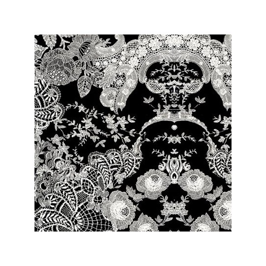 3 Feuilles décopatch dentelle blanche sur noir 3 Feuilles décopatch dentelle blanche sur noir