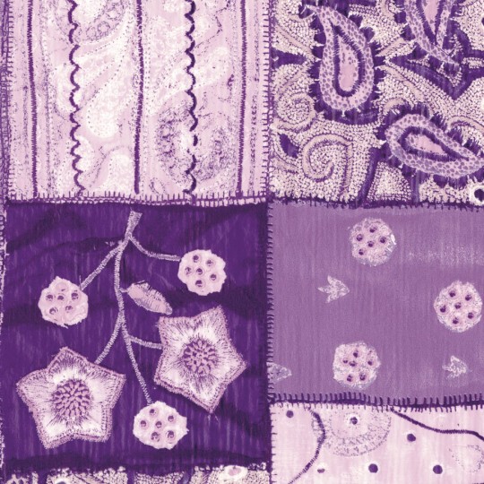 Feuilles décopatch patchwork mauve Feuilles décopatch patchwork mauve