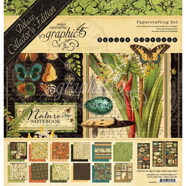 Papier scrapbooking Graphic 45 Nature Notebook Deluxe collection assortiment 30x30