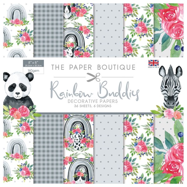 Papier scrapbooking Paper Boutique Rainbow Buddies 20x20 Embellissements pad