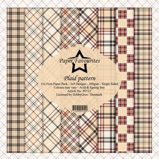 Papier scrapbooking Dixi Craft Paper Favourites Plaid Pattern 15x15 24fe assortiment