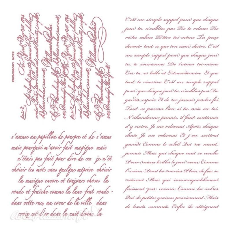Tampon Redesign Decor Stamps Vintage Script 30,5x30,5cm - 3 pièces