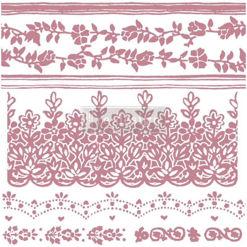 Tampon Redesign Decor Stamps Floral Borders 30,5x30,5cm - 7 pièces