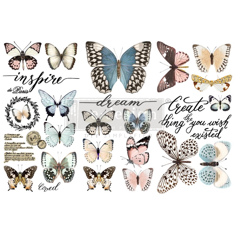 Transfert pelliculable Redesign Papillon Collection 15x30cm
