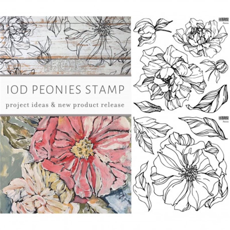 Tampon double plaque IOD Clear Stamps Peonies
