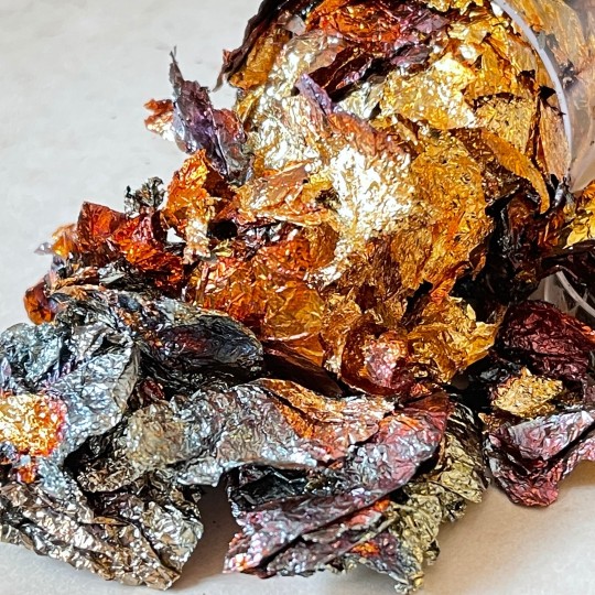Copeaux de feuilles de cuivre oxydé jaune