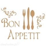 Pochoir décoratif Texte Bon Appetit Cutlery -01657- 20x20cm - 17,3x12,7cm