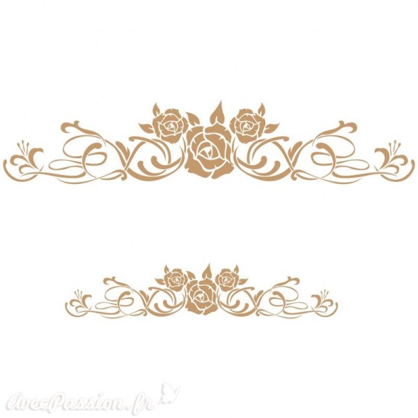 Pochoir décoratif Bordure 3 Roses 042L 40 x 40 cm - design 11 x 53,2 cm