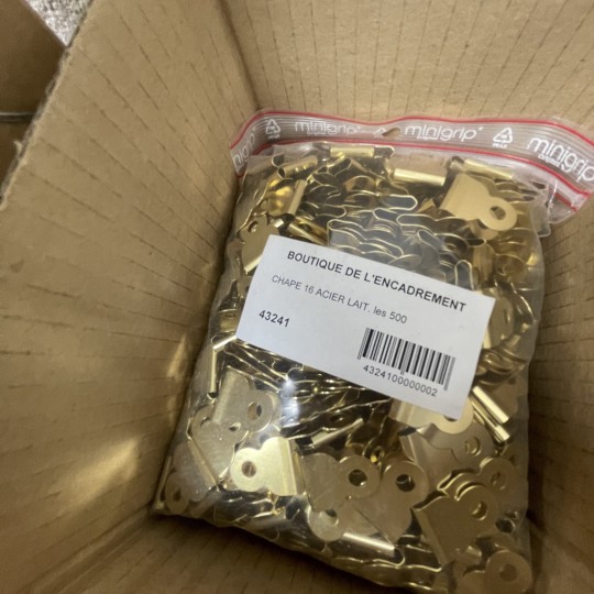 Attaches parisiennes grosses // chape laiton 5/10 chape de 16 //43241*500 - Attaches parisiennes grosses // chape laiton 5/10 chape de 16 //43241*500 -